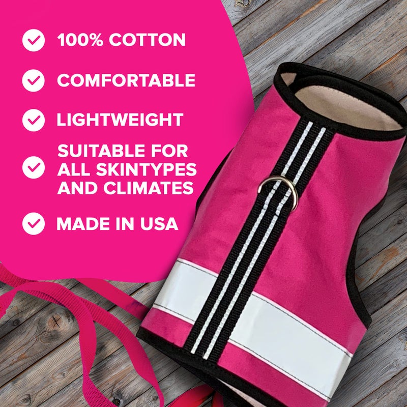 Kitty Holster Reflective Cat Harness â€“ High-Visibility Cat Harness for Travel, Day and Night Walking - Soft Cotton Cat Accessories, Breathable, Secure & Washable, Made in USA - Flamingo Pink, M to L - Image 5